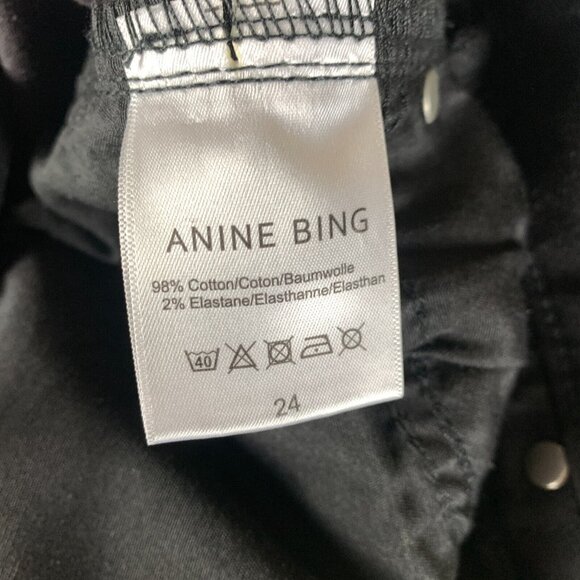 Anine Bing Jagger Jeans Womens 24 Black Low Rise Stretch Denim Skinny Crop Ankle - Picture 8 of 16
